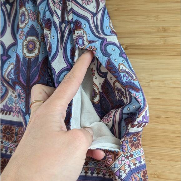 NWT Caroline Constas Blue Floral Print Cotton Sleeveless Midi Maxi Dress, size M - Picture 5 of 10